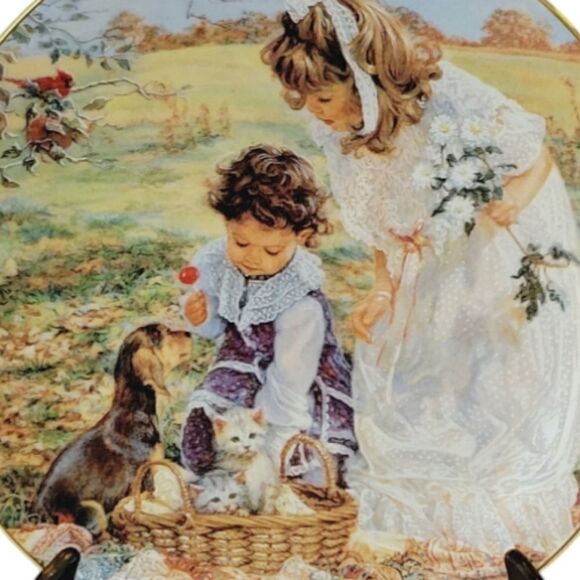 Vintage Reco "Delightful Bundles" By Sandra Kuch Porcelain Collectors Plate 1992 - Picture 3 of 10